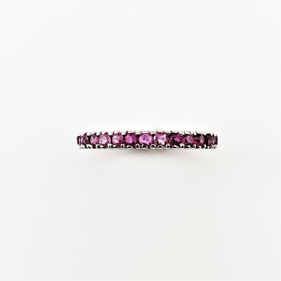 Vintage 14K White Gold Pink Sapphire Eternity Band Size 8.5 GAI Certified #7990